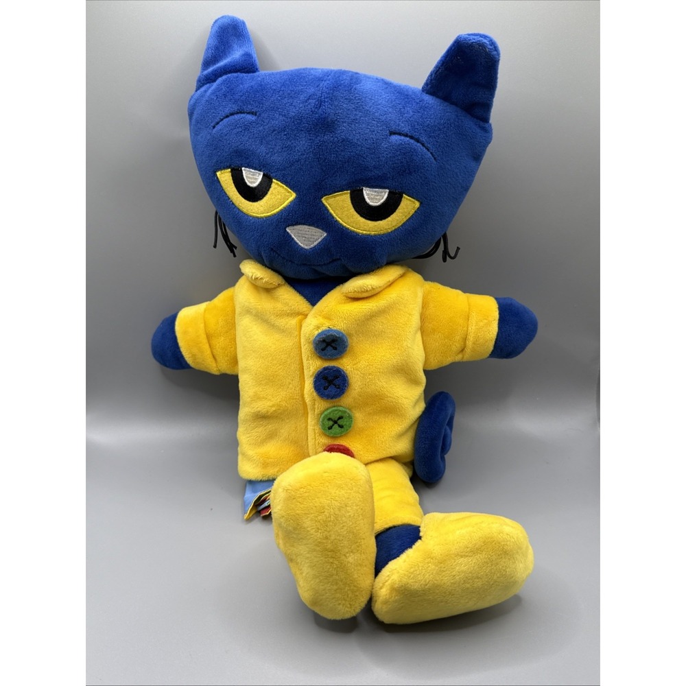 Zoobies Pete the Cat Plush Pajama Day Storybook Blue Yellow Stuffed Animal 16"